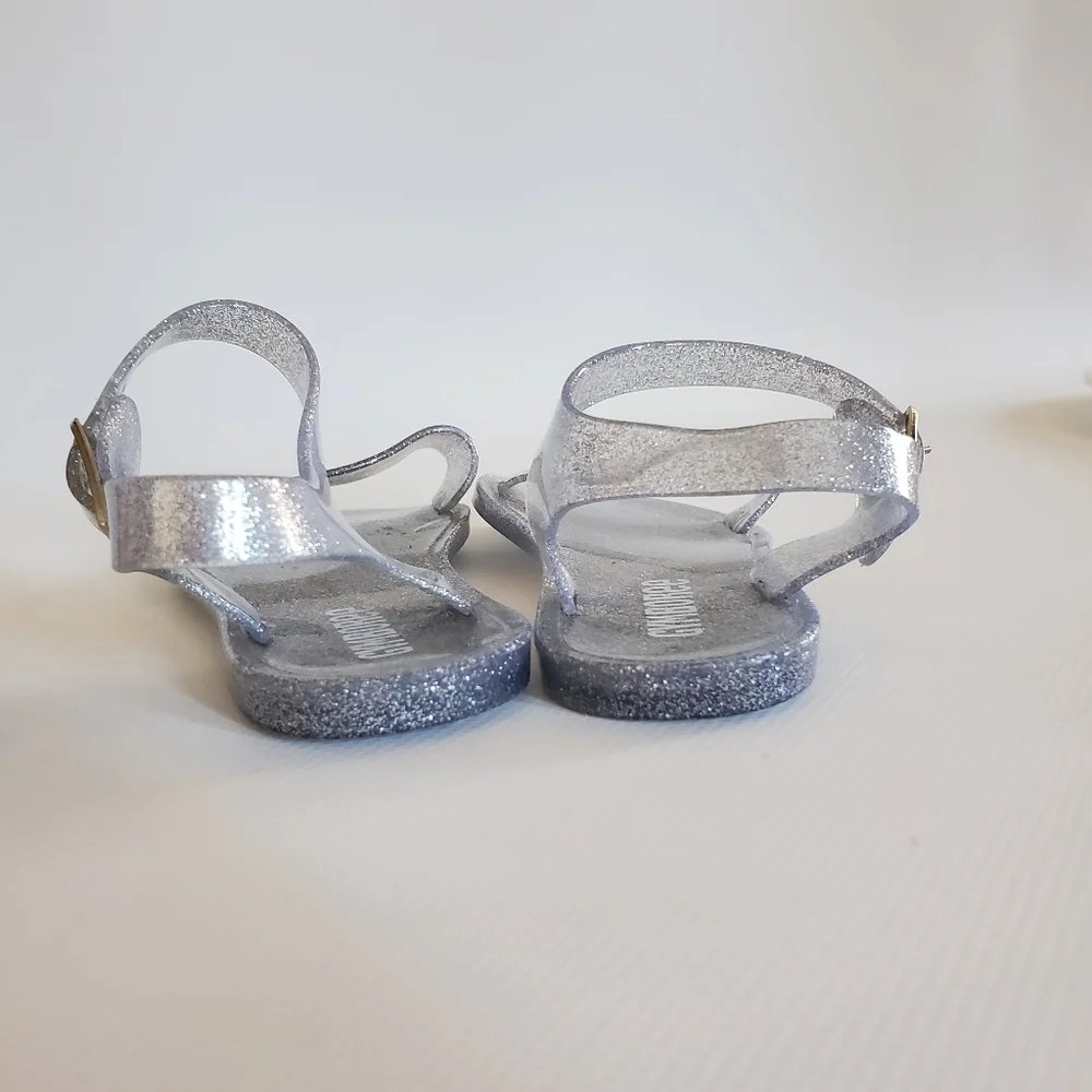 Gymboree Girls Silver Glitter Jelly Sandals Size 7